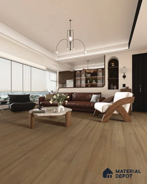 HDF Real Wood Matte Surface Laminate Wood Floor AC5 Grade LF 00342 C Elegancia Hazel Charm 48 x 8 inch (1216x197 mm) - 8 mm | 100% Water Proof | Anti Static and Stain Resistant | 0.5 mm V Groove | EIR Surface | Uniclic Installation | 48 Plank Variations