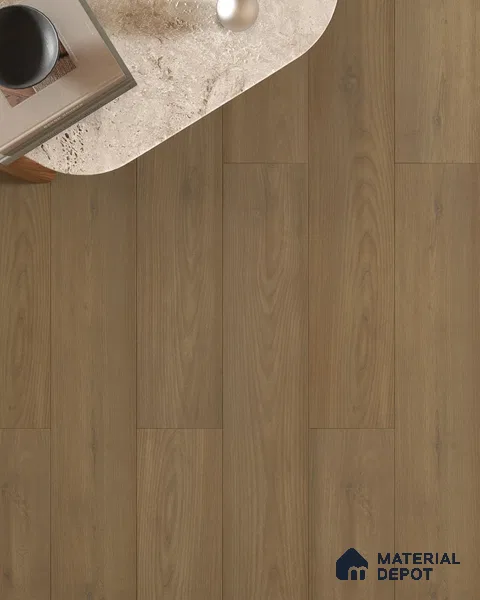 HDF Real Wood Matte Surface Laminate Wood Floor AC5 Grade LF 00342 C Elegancia Hazel Charm 48 x 8 inch (1216x197 mm) - 8 mm | 100% Water Proof | Anti Static and Stain Resistant | 0.5 mm V Groove | EIR Surface | Uniclic Installation | 48 Plank Variations