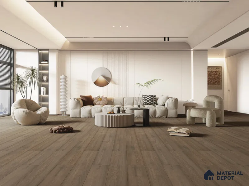 HDF Real Wood Matte Surface Laminate Wood Floor AC5 Grade LF 00342 H Elegancia Midnight Hue 48 x 8 inch (1216x197 mm) - 8 mm | 100% Water Proof | Anti Static and Stain Resistant | 0.5 mm V Groove | EIR Surface | Uniclic Installation | 48 Plank Variations
