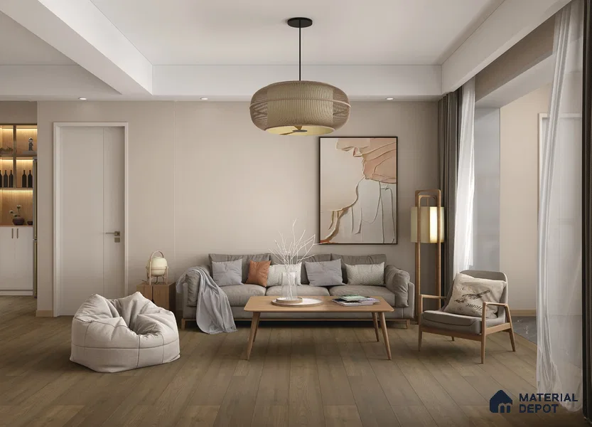 HDF Real Wood Matte Surface Laminate Wood Floor AC5 Grade LF 00342 F Elegancia Mystic Umber 48 x 8 inch (1216x197 mm) - 8 mm | 100% Water Proof | Anti Static and Stain Resistant | 0.5 mm V Groove | EIR Surface | Uniclic Installation | 48 Plank Variations