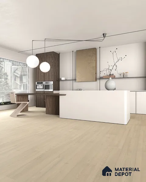 HDF Real Wood Matte Surface Laminate Wood Floor AC5 Grade LF 00342 G Elegancia Silken Sepia 48 x 8 inch (1216x197 mm) - 8 mm | 100% Water Proof | Anti Static and Stain Resistant | 0.5 mm V Groove | EIR Surface | Uniclic Installation | 48 Plank Variations