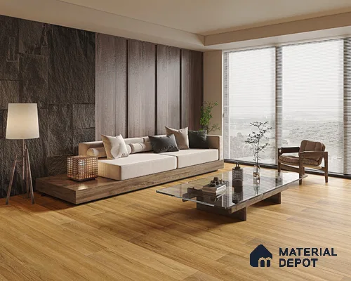 HDF Real Wood Touch Surface Hybrid Laminate Wood Floor AC5 Grade LF 00341 B Immenso Rich Caramel 73 x 9 inch (1845x235 mm) - 10 mm | 100% Water Proof | Anti Static and Stain Resistant | 0.5 mm V Groove | 2G Click Locking Installation | 36 Plank Variations | 25 Years Warranty