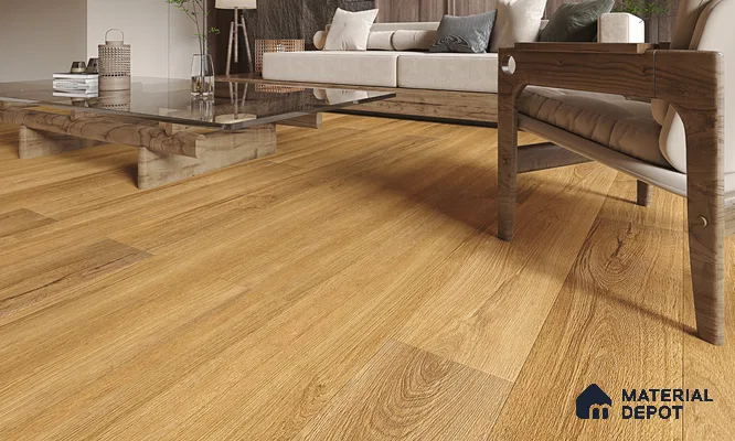 HDF Real Wood Touch Surface Hybrid Laminate Wood Floor AC5 Grade LF 00341 B Immenso Rich Caramel 73 x 9 inch (1845x235 mm) - 10 mm | 100% Water Proof | Anti Static and Stain Resistant | 0.5 mm V Groove | 2G Click Locking Installation | 36 Plank Variations | 25 Years Warranty