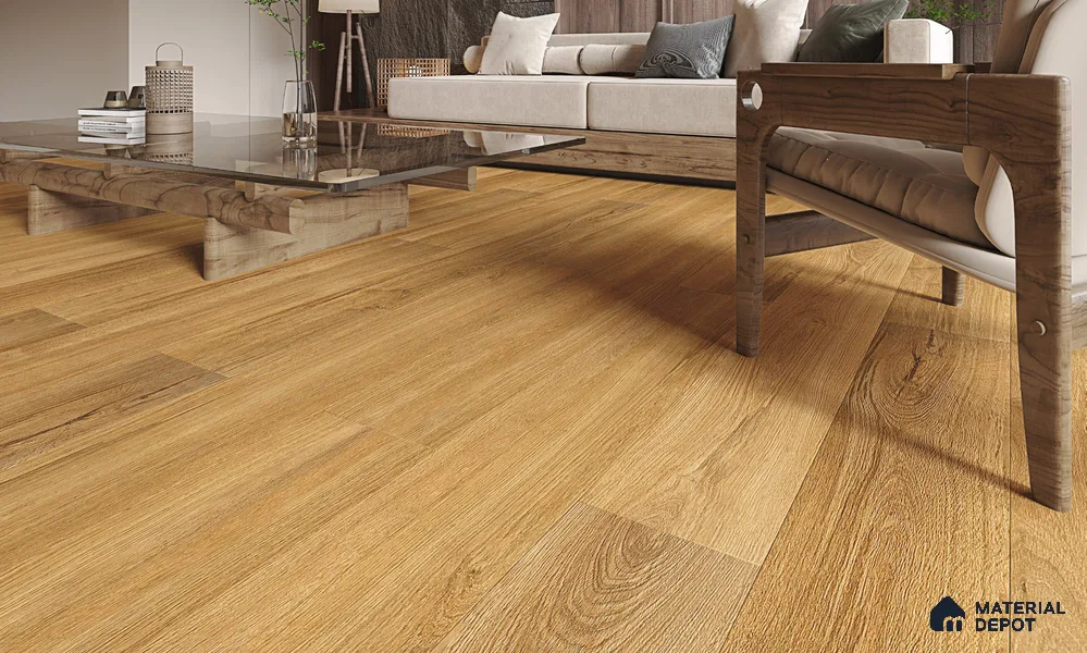 HDF Real Wood Touch Surface Hybrid Laminate Wood Floor AC5 Grade LF 00341 B Immenso Rich Caramel 73 x 9 inch (1845x235 mm) - 10 mm | 100% Water Proof | Anti Static and Stain Resistant | 0.5 mm V Groove | 2G Click Locking Installation | 36 Plank Variations | 25 Years Warranty