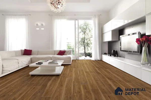 HDF Laminate Wood Floor AC5 Grade LF 00333 G Radiance Luxe Walnut 48 x 8 inch (1217x197 mm) - 12 mm | Aqua Protect 12 Hours Water Resistance | Anti Static and Stain Resistant | 0.5 mm V Groove | Real Wood Touch Surface | Uniclic Installation | 14 Plank Variations | 20 Years Warranty
