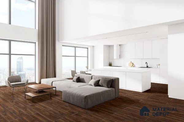 HDF Laminate Wood Floor AC5 Grade LF 00333 F Radiance River Walnut 48 x 8 inch (1217x197 mm) - 12 mm | Aqua Protect 12 Hours Water Resistance | Anti Static and Stain Resistant | 0.5 mm V Groove | Real Wood Touch Surface | Uniclic Installation | 14 Plank Variations | 20 Years Warranty