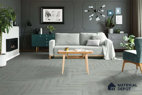 HDF Herringbone Real Wood Matte Surface Laminate Wood Floor AC5 Grade LF 00338 B Beaconia Cemento Spa 19 x 4 inch (470x95 mm) - 12 mm | Aqua Protect 12 Hours Water Resistance | Anti Static and Stain Resistant | 0.5 mm V Groove | Real Wood Touch Surface | Uniclic Installation | 36 Plank Variations | 20 Years Warranty