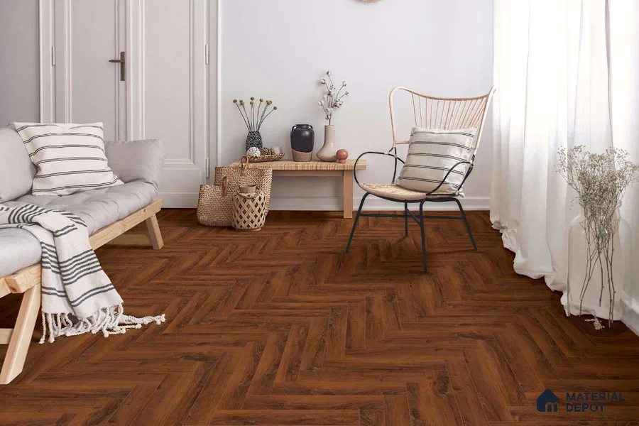 HDF Herringbone Real Wood Matte Surface Laminate Wood Floor AC5 Grade LF 00338 F Beaconia Rosa Aurora 19 x 4 inch (470x95 mm) - 12 mm | Aqua Protect 12 Hours Water Resistance | Anti Static and Stain Resistant | 0.5 mm V Groove | Real Wood Touch Surface | Uniclic Installation | 36 Plank Variations | 20 Years Warranty