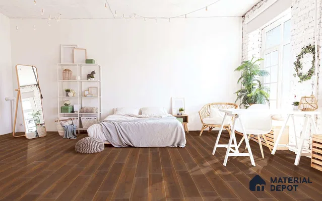 HDF Laminate Wood Floor AC5 Grade LF 00340 D Unify Walnut 48 x 8 inch (1217x197 mm) - 8 mm | 100% Water Proof | Anti Static and Stain Resistant | 0.5 mm V Groove | Embossed In Register (EIR) Surface | Uniclic Installation | 36 Plank Variations
