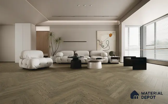 Herringbone Oak Engineered Floor EF 00066 D Manor Dusky Pearl 24 x 4 inch (600x93 mm) - 14 mm | 100% Sustainable | 3 mm Top Layer | 25 Year Warranty | Eco Friendly | Suitable with Underfloor Heating
