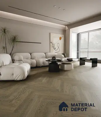 Herringbone Oak Engineered Floor EF 00066 D Manor Dusky Pearl 24 x 4 inch (600x93 mm) - 14 mm | 100% Sustainable | 3 mm Top Layer | 25 Year Warranty | Eco Friendly | Suitable with Underfloor Heating