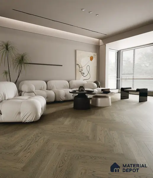 Herringbone Oak Engineered Floor EF 00066 D Manor Dusky Pearl 24 x 4 inch (600x93 mm) - 14 mm | 100% Sustainable | 3 mm Top Layer | 25 Year Warranty | Eco Friendly | Suitable with Underfloor Heating