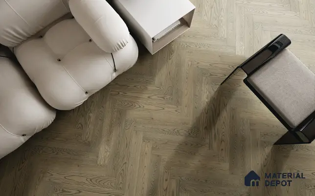 Herringbone Oak Engineered Floor EF 00066 D Manor Dusky Pearl 24 x 4 inch (600x93 mm) - 14 mm | 100% Sustainable | 3 mm Top Layer | 25 Year Warranty | Eco Friendly | Suitable with Underfloor Heating