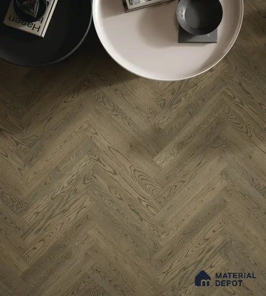 Herringbone Oak Engineered Floor EF 00066 D Manor Dusky Pearl 24 x 4 inch (600x93 mm) - 14 mm | 100% Sustainable | 3 mm Top Layer | 25 Year Warranty | Eco Friendly | Suitable with Underfloor Heating