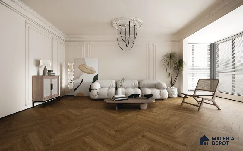 Herringbone Oak Engineered Floor EF 00066 E Manor Golden Harvest 24 x 4 inch (600x93 mm) - 14 mm | 100% Sustainable | 3 mm Top Layer | 25 Year Warranty | Eco Friendly | Suitable with Underfloor Heating