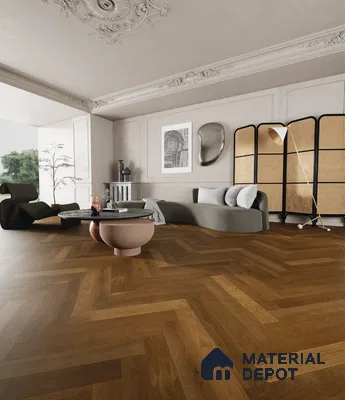 Herringbone Oak Engineered Floor EF 00066 H Manor Midnight Charcoal 24 x 4 inch (600x93 mm) - 14 mm | 100% Sustainable | 3 mm Top Layer | 25 Year Warranty | Eco Friendly | Suitable with Underfloor Heating