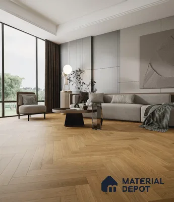 Herringbone Oak Engineered Floor EF 00066 B Manor Sun Kissed Beige 24 x 4 inch (600x93 mm) - 14 mm | 100% Sustainable | 3 mm Top Layer | 25 Year Warranty | Eco Friendly | Suitable with Underfloor Heating