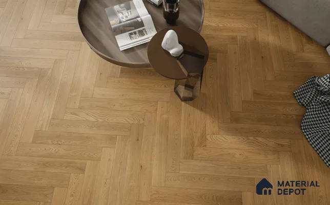 Herringbone Oak Engineered Floor EF 00066 B Manor Sun Kissed Beige 24 x 4 inch (600x93 mm) - 14 mm | 100% Sustainable | 3 mm Top Layer | 25 Year Warranty | Eco Friendly | Suitable with Underfloor Heating