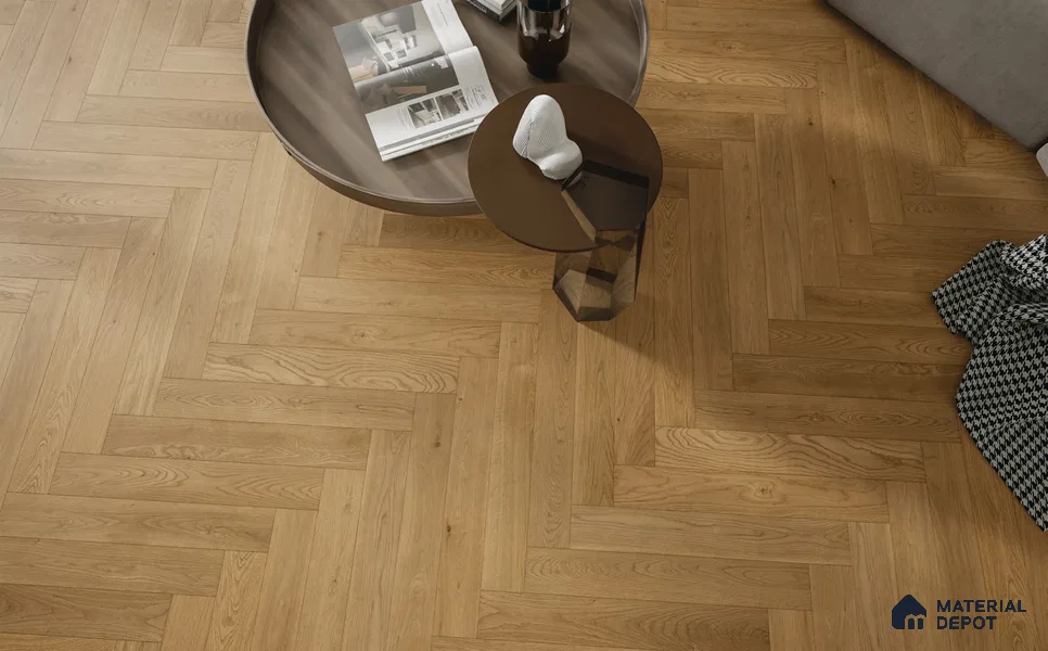 Herringbone Oak Engineered Floor EF 00066 B Manor Sun Kissed Beige 24 x 4 inch (600x93 mm) - 14 mm | 100% Sustainable | 3 mm Top Layer | 25 Year Warranty | Eco Friendly | Suitable with Underfloor Heating