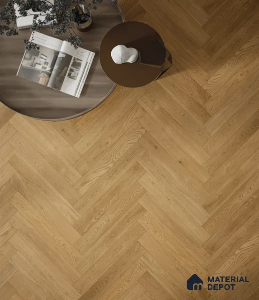 Herringbone Oak Engineered Floor EF 00066 B Manor Sun Kissed Beige 24 x 4 inch (600x93 mm) - 14 mm | 100% Sustainable | 3 mm Top Layer | 25 Year Warranty | Eco Friendly | Suitable with Underfloor Heating