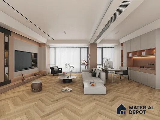 Hybrid HDF Herringbone Embossed Laminate Wood Floor AC5 Grade LF 00346 B Artisan Dawn Serenity 24 x 4 inch (600x100 mm) - 10 mm | 100 HRS Spill Proof | EIR Surface | Anti Static and Stain Resistant | 0.5 mm V Groove | Uniclic | 48 Plank Variations