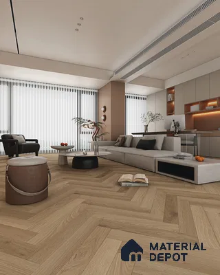 Hybrid HDF Herringbone Embossed Laminate Wood Floor AC5 Grade LF 00346 B Artisan Dawn Serenity 24 x 4 inch (600x100 mm) - 10 mm | 100 HRS Spill Proof | EIR Surface | Anti Static and Stain Resistant | 0.5 mm V Groove | Uniclic | 48 Plank Variations