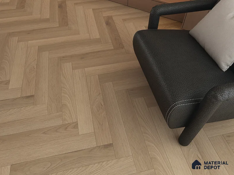 Hybrid HDF Herringbone Embossed Laminate Wood Floor AC5 Grade LF 00346 B Artisan Dawn Serenity 24 x 4 inch (600x100 mm) - 10 mm | 100 HRS Spill Proof | EIR Surface | Anti Static and Stain Resistant | 0.5 mm V Groove | Uniclic | 48 Plank Variations