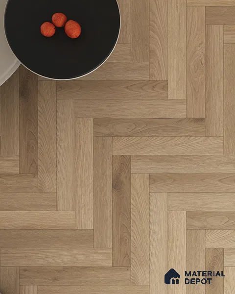 Hybrid HDF Herringbone Embossed Laminate Wood Floor AC5 Grade LF 00346 B Artisan Dawn Serenity 24 x 4 inch (600x100 mm) - 10 mm | 100 HRS Spill Proof | EIR Surface | Anti Static and Stain Resistant | 0.5 mm V Groove | Uniclic | 48 Plank Variations