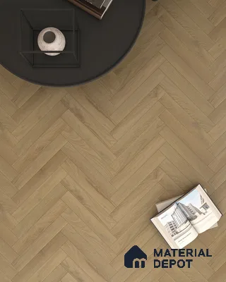 Hybrid HDF Herringbone Embossed Laminate Wood Floor AC5 Grade LF 00346 D Artisan Elder Oak 24 x 4 inch (600x100 mm) - 10 mm | 100 HRS Spill Proof | EIR Surface | Anti Static and Stain Resistant | 0.5 mm V Groove | Uniclic | 48 Plank Variations