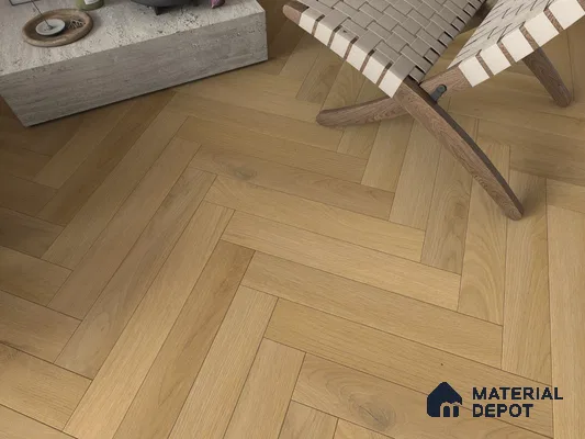 Hybrid HDF Herringbone Embossed Laminate Wood Floor AC5 Grade LF 00346 C Artisan Golden Whisper 24 x 4 inch (600x100 mm) - 10 mm | 100 HRS Spill Proof | EIR Surface | Anti Static and Stain Resistant | 0.5 mm V Groove | Uniclic | 48 Plank Variations