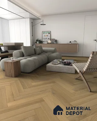 Hybrid HDF Herringbone Embossed Laminate Wood Floor AC5 Grade LF 00346 C Artisan Golden Whisper 24 x 4 inch (600x100 mm) - 10 mm | 100 HRS Spill Proof | EIR Surface | Anti Static and Stain Resistant | 0.5 mm V Groove | Uniclic | 48 Plank Variations