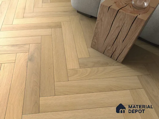 Hybrid HDF Herringbone Embossed Laminate Wood Floor AC5 Grade LF 00346 C Artisan Golden Whisper 24 x 4 inch (600x100 mm) - 10 mm | 100 HRS Spill Proof | EIR Surface | Anti Static and Stain Resistant | 0.5 mm V Groove | Uniclic | 48 Plank Variations