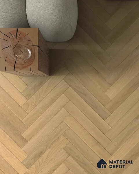 Hybrid HDF Herringbone Embossed Laminate Wood Floor AC5 Grade LF 00346 C Artisan Golden Whisper 24 x 4 inch (600x100 mm) - 10 mm | 100 HRS Spill Proof | EIR Surface | Anti Static and Stain Resistant | 0.5 mm V Groove | Uniclic | 48 Plank Variations