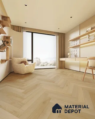 Hybrid HDF Herringbone Embossed Laminate Wood Floor AC5 Grade LF 00346 H Artisan Icy Echo 24 x 4 inch (600x100 mm) - 10 mm | 100 HRS Spill Proof | EIR Surface | Anti Static and Stain Resistant | 0.5 mm V Groove | Uniclic | 48 Plank Variations