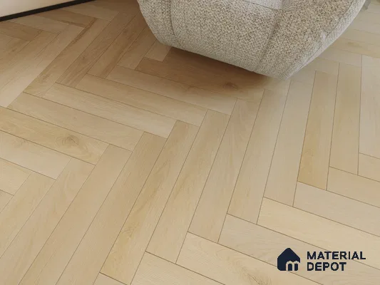 Hybrid HDF Herringbone Embossed Laminate Wood Floor AC5 Grade LF 00346 H Artisan Icy Echo 24 x 4 inch (600x100 mm) - 10 mm | 100 HRS Spill Proof | EIR Surface | Anti Static and Stain Resistant | 0.5 mm V Groove | Uniclic | 48 Plank Variations