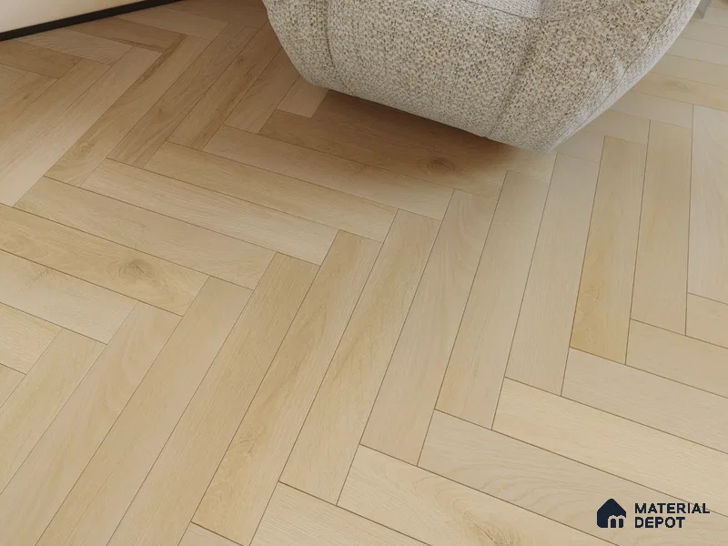 Hybrid HDF Herringbone Embossed Laminate Wood Floor AC5 Grade LF 00346 H Artisan Icy Echo 24 x 4 inch (600x100 mm) - 10 mm | 100 HRS Spill Proof | EIR Surface | Anti Static and Stain Resistant | 0.5 mm V Groove | Uniclic | 48 Plank Variations