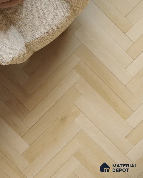 Hybrid HDF Herringbone Embossed Laminate Wood Floor AC5 Grade LF 00346 H Artisan Icy Echo 24 x 4 inch (600x100 mm) - 10 mm | 100 HRS Spill Proof | EIR Surface | Anti Static and Stain Resistant | 0.5 mm V Groove | Uniclic | 48 Plank Variations