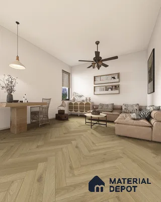 Hybrid HDF Herringbone Embossed Laminate Wood Floor AC5 Grade LF 00346 J Artisan Moorland Mist 24 x 4 inch (600x100 mm) - 10 mm | 100 HRS Spill Proof | EIR Surface | Anti Static and Stain Resistant | 0.5 mm V Groove | Uniclic | 48 Plank Variations