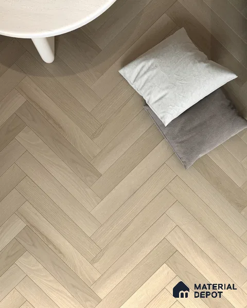 Hybrid HDF Herringbone Embossed Laminate Wood Floor AC5 Grade LF 00346 G Artisan Mystic Morn 24 x 4 inch (600x100 mm) - 10 mm | 100 HRS Spill Proof | EIR Surface | Anti Static and Stain Resistant | 0.5 mm V Groove | Uniclic | 48 Plank Variations
