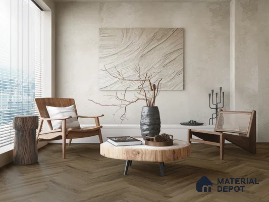 Hybrid HDF Herringbone Embossed Laminate Wood Floor AC5 Grade LF 00346 F Artisan Noble Night 24 x 4 inch (600x100 mm) - 10 mm | 100 HRS Spill Proof | EIR Surface | Anti Static and Stain Resistant | 0.5 mm V Groove | Uniclic | 48 Plank Variations