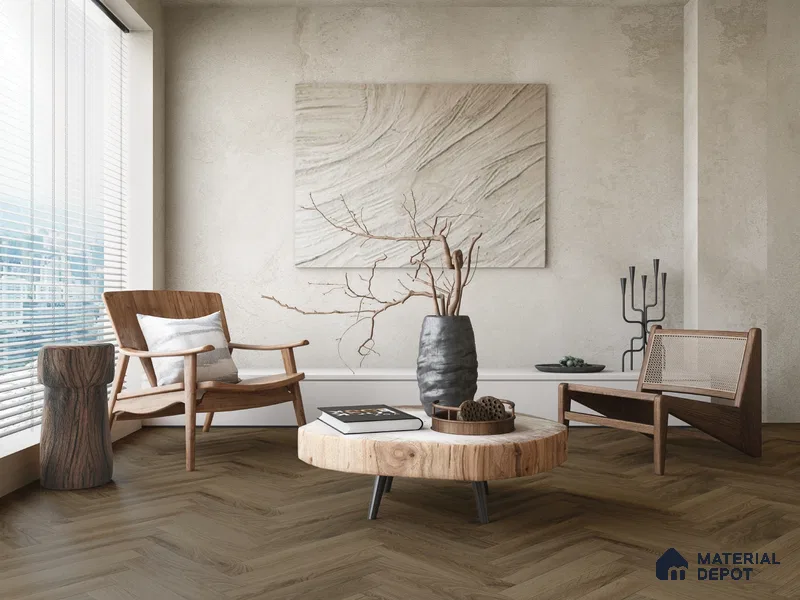 Hybrid HDF Herringbone Embossed Laminate Wood Floor AC5 Grade LF 00346 F Artisan Noble Night 24 x 4 inch (600x100 mm) - 10 mm | 100 HRS Spill Proof | EIR Surface | Anti Static and Stain Resistant | 0.5 mm V Groove | Uniclic | 48 Plank Variations