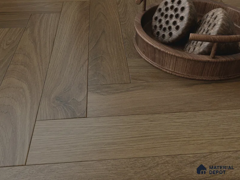 Hybrid HDF Herringbone Embossed Laminate Wood Floor AC5 Grade LF 00346 F Artisan Noble Night 24 x 4 inch (600x100 mm) - 10 mm | 100 HRS Spill Proof | EIR Surface | Anti Static and Stain Resistant | 0.5 mm V Groove | Uniclic | 48 Plank Variations