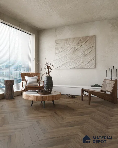 Hybrid HDF Herringbone Embossed Laminate Wood Floor AC5 Grade LF 00346 F Artisan Noble Night 24 x 4 inch (600x100 mm) - 10 mm | 100 HRS Spill Proof | EIR Surface | Anti Static and Stain Resistant | 0.5 mm V Groove | Uniclic | 48 Plank Variations