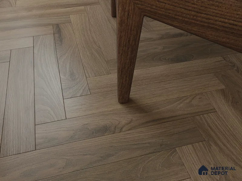 Hybrid HDF Herringbone Embossed Laminate Wood Floor AC5 Grade LF 00346 F Artisan Noble Night 24 x 4 inch (600x100 mm) - 10 mm | 100 HRS Spill Proof | EIR Surface | Anti Static and Stain Resistant | 0.5 mm V Groove | Uniclic | 48 Plank Variations