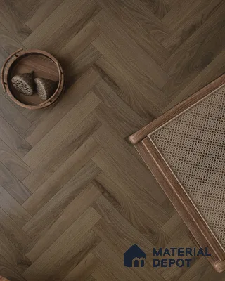 Hybrid HDF Herringbone Embossed Laminate Wood Floor AC5 Grade LF 00346 F Artisan Noble Night 24 x 4 inch (600x100 mm) - 10 mm | 100 HRS Spill Proof | EIR Surface | Anti Static and Stain Resistant | 0.5 mm V Groove | Uniclic | 48 Plank Variations