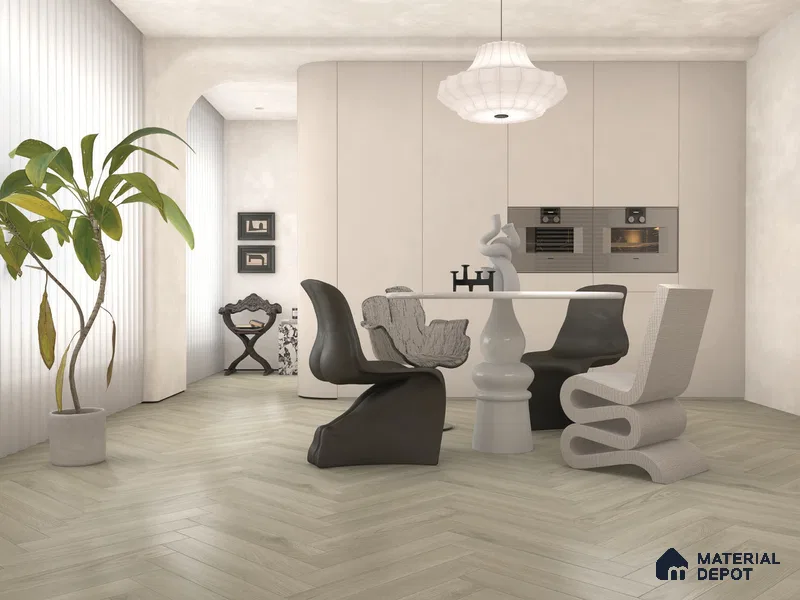 Hybrid HDF Herringbone Embossed Laminate Wood Floor AC5 Grade LF 00346 E Artisan Shadow Moon 24 x 4 inch (600x100 mm) - 10 mm | 100 HRS Spill Proof | EIR Surface | Anti Static and Stain Resistant | 0.5 mm V Groove | Uniclic | 48 Plank Variations