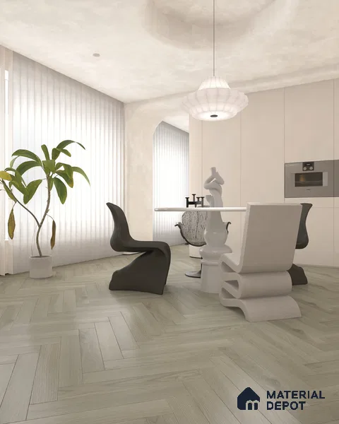 Hybrid HDF Herringbone Embossed Laminate Wood Floor AC5 Grade LF 00346 E Artisan Shadow Moon 24 x 4 inch (600x100 mm) - 10 mm | 100 HRS Spill Proof | EIR Surface | Anti Static and Stain Resistant | 0.5 mm V Groove | Uniclic | 48 Plank Variations