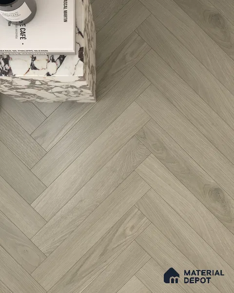 Hybrid HDF Herringbone Embossed Laminate Wood Floor AC5 Grade LF 00346 E Artisan Shadow Moon 24 x 4 inch (600x100 mm) - 10 mm | 100 HRS Spill Proof | EIR Surface | Anti Static and Stain Resistant | 0.5 mm V Groove | Uniclic | 48 Plank Variations