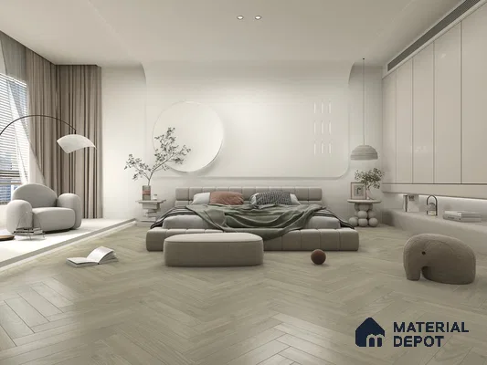 Hybrid HDF Herringbone Laminate Wood Floor AC5 Grade LF 00343 B Beaconia Dusky Serenade 24 x 4 inch (600x100 mm) - 8 mm | 100 HRS Spill Proof | ESCT Technology | Anti Static and Stain Resistant | 0.5 mm V Groove | EIR Surface | Uniclic Installation | 48 Plank Variations