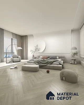 Hybrid HDF Herringbone Laminate Wood Floor AC5 Grade LF 00343 B Beaconia Dusky Serenade 24 x 4 inch (600x100 mm) - 8 mm | 100 HRS Spill Proof | ESCT Technology | Anti Static and Stain Resistant | 0.5 mm V Groove | EIR Surface | Uniclic Installation | 48 Plank Variations